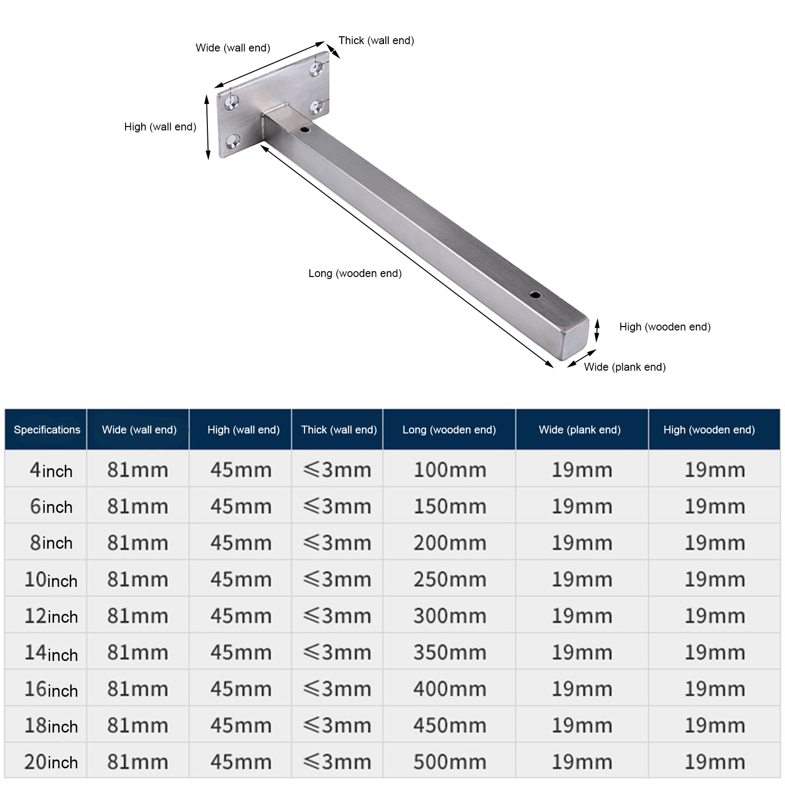 Farfi Shelf Support Well-Made Industrial Floating Shelf Bracket