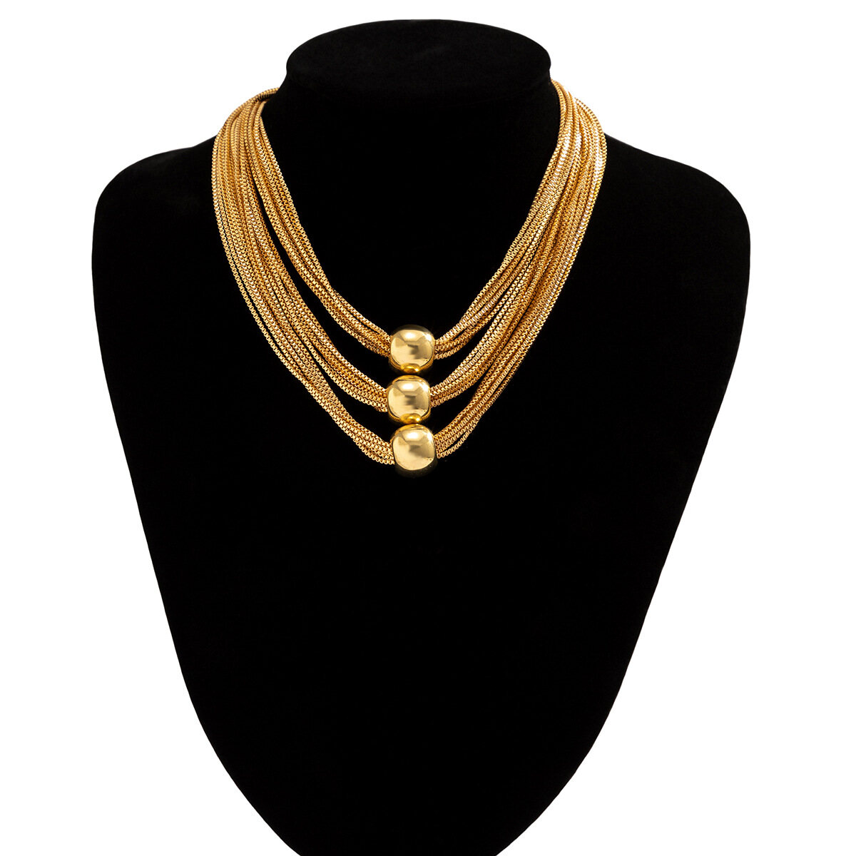 Frascati Multistrand Chain Necklace 3 in 1 Set Balls Pendant Necklace Jewelry Gift for Women and Girls