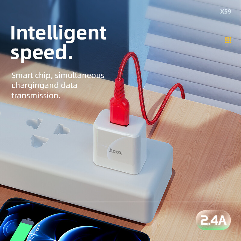 HOCO Chính Hãng X59 Micro USB Sang Type-C, Cho Lightning, Cáp Sạc Micro USB Cho Điện Thoại Di Động Sạc Nhanh 3A 12 Samsung Huawei Xiaomi USB C