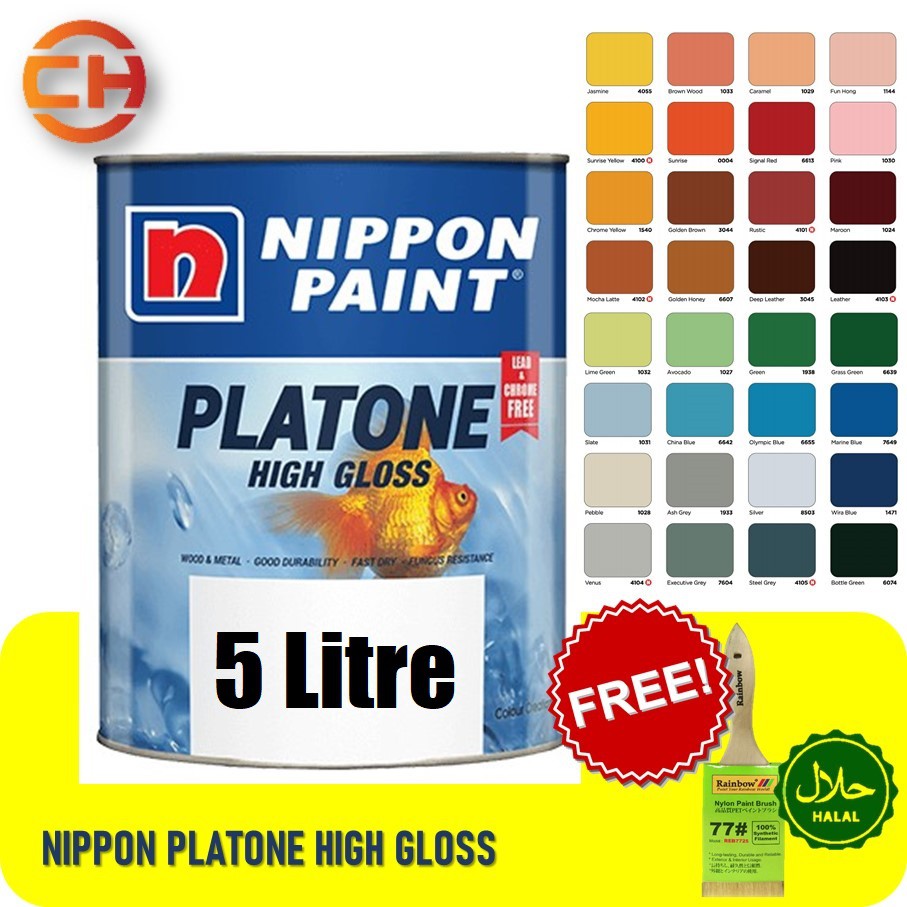 5 Liter NIPPON Platone High Gloss Wood & Metal Paint Cat Minyak Kayu ...