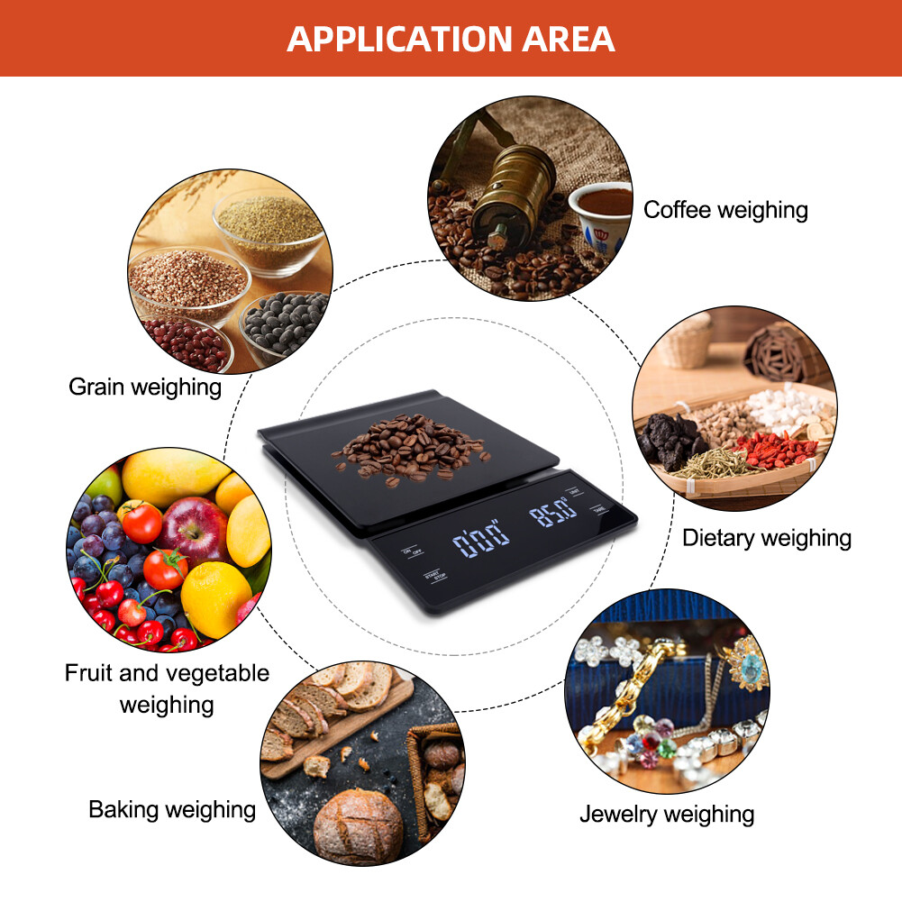 yieryi 3kg/0.1g Coffee Scale With Timer Portable Electronic Digital Kitchen Scale Baking High Precision LCD Electronic Scales