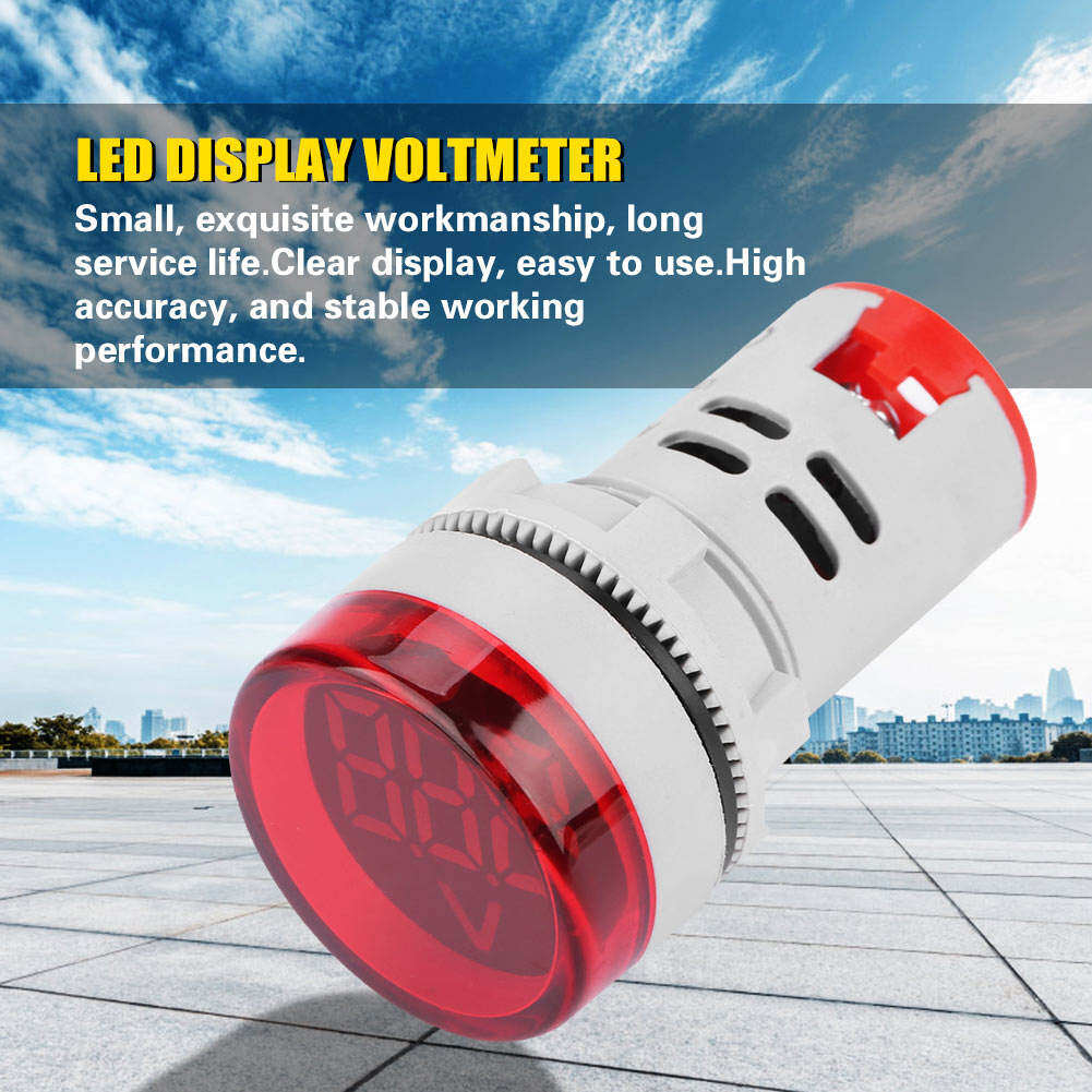 Round LED Signal Light Lamp AC Digital Display Voltmeter Indicator