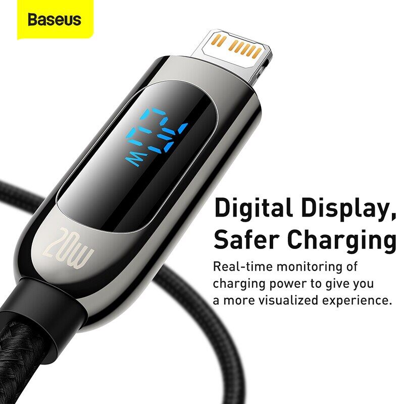 Baseus Cáp Sạc Pd 20W Usb C Cho Iphone 14 13 Pro Max Cáp Sạc Nhanh Cáp Type C Cho Iphone X 8 Cáp Dữ Liệu Màn Hình Led