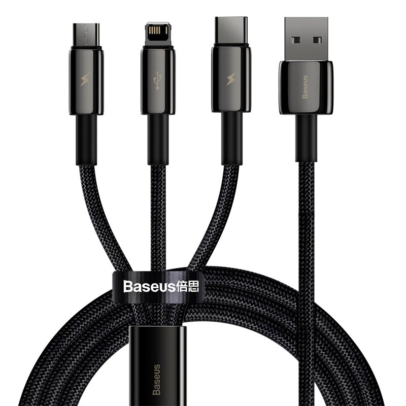 Baseus 3 in 1 USB Type C Cable For iPhone 12 Pro Max Micro USB Android Mobile Phone Cable For Samsung Xiammi USBC Data Wire Cord
