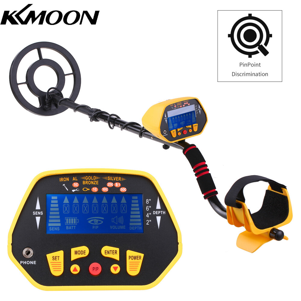 KKmoon Professional Metal Detector P/P Function Disc Mode High Sensitivity Adjustable Waterproof Metal Finder 7 Target Categories Underground Treasure Hunter LCD Display