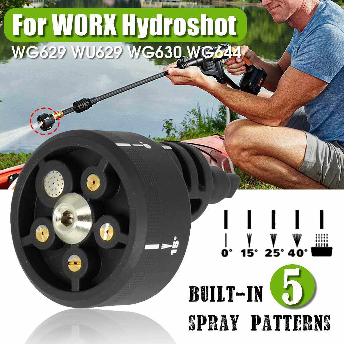 5-in-1 Multi-functional Nozzle For Worx Hydroshot WG629E/630/644 Cleaning Tools 
