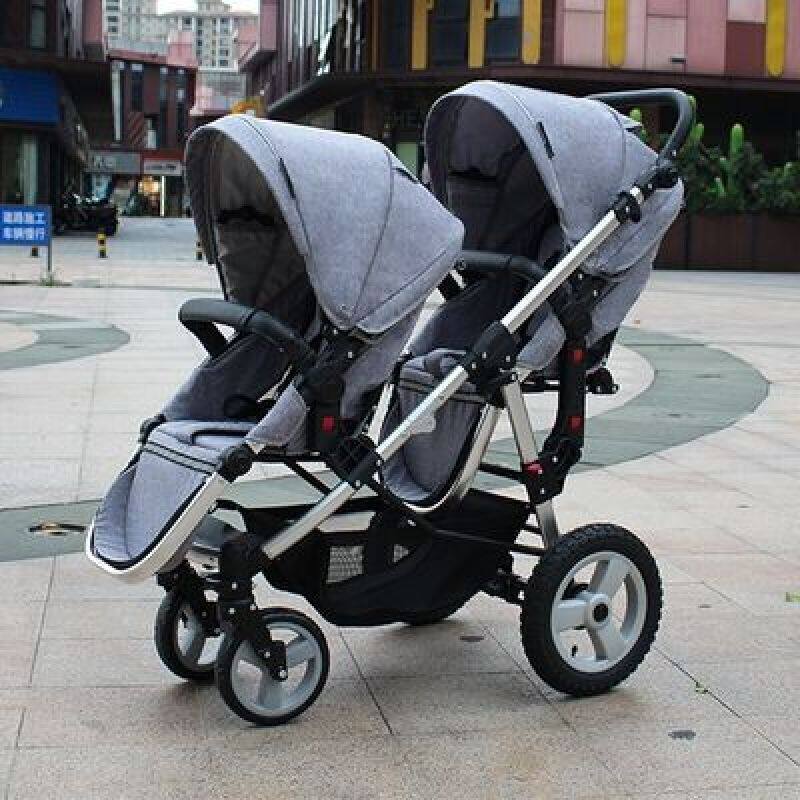 Brand twins baby stroller Multifunctional twin baby stroller light can sit flat double trolley two-way folding baby car Singapore