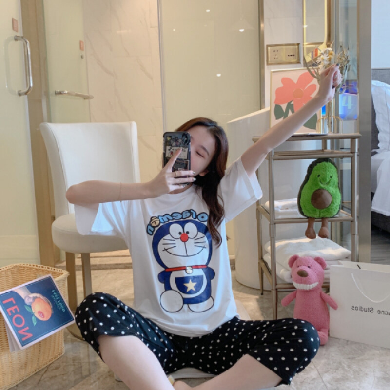 Nơi bán Bộ Pijamas De Algodión De Verano Con Estapado De Dibujos Animados De Manga Corta + Pantalones Ghi Âm Pijamas 2 Pi