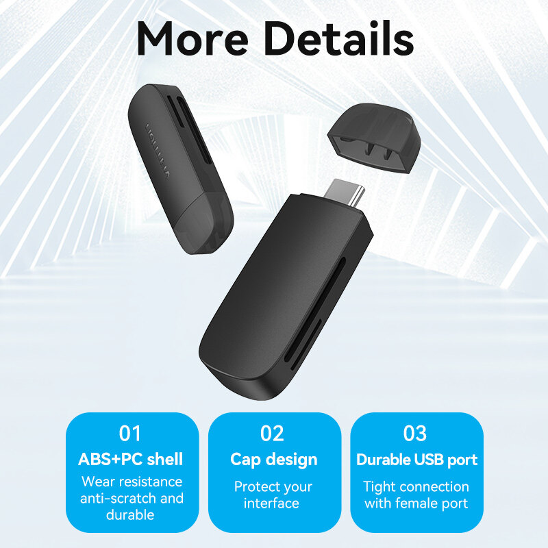 Vention Đầu Đọc Thẻ Nhớ Type C USB 3.0 C Sang SD TF Micro SD Bộ Chuyển Đổi Cho Máy Tính Xách Tay iPhone 16 15 Samsung Huawei Xiaomi Android OTG Type C Memory Card Reader