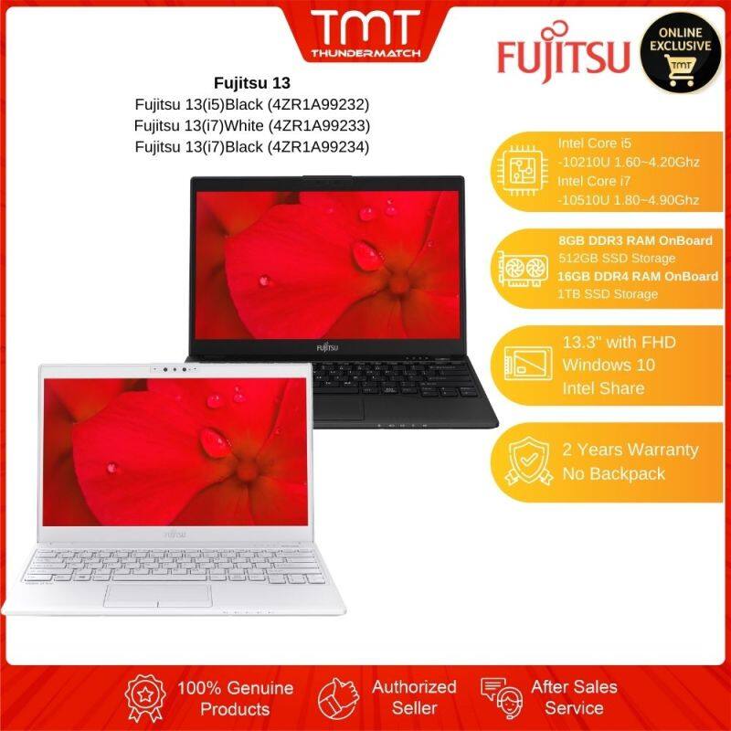 Fujitsu 13 ( Black | White ) ( i5 | i7 ) ( 8GB | 16GB ) RAM ( 512GB | 1TB ) SSD, 13.3 FHD, W10, 2 Yrs Onsite Wty) Malaysia