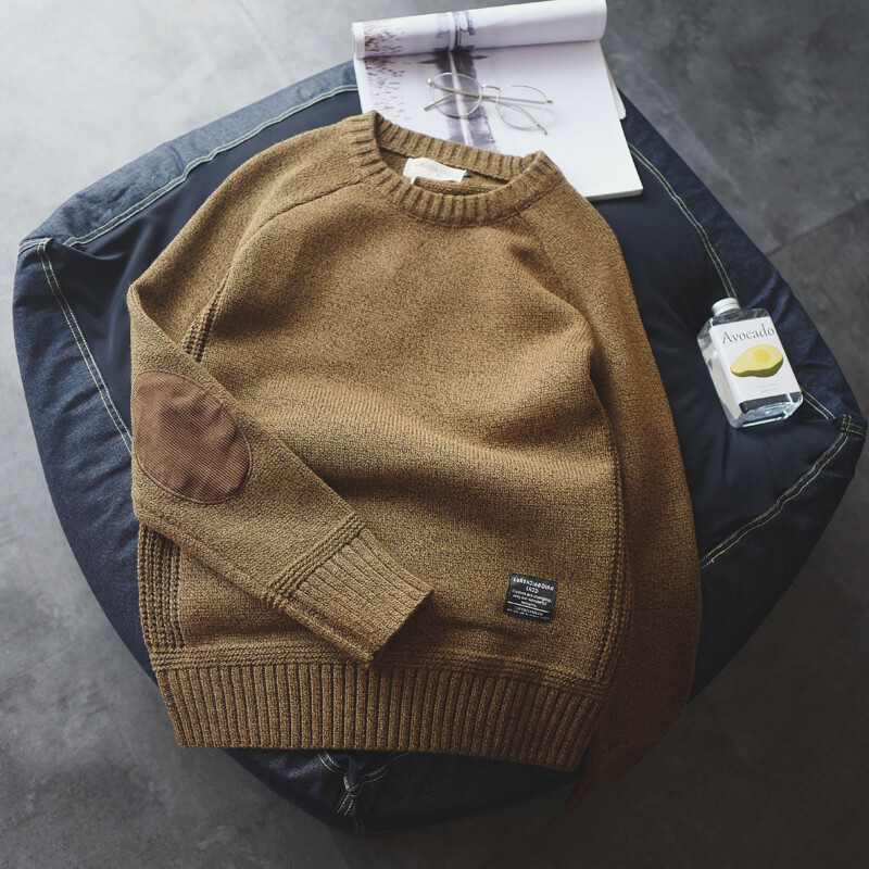 Men's Thick Sweater Winter Loose Round Neck Pullover Sweater Student Sweater