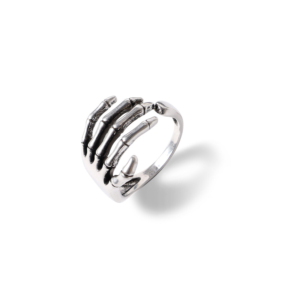 Silver Five-finger Palm Ring Female Fashion Distressed Retro Opening Adjustable Hip-hop Cool Ring Party Jewelry