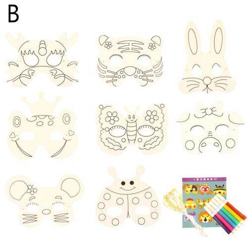 8 Chiếc Trẻ Em Trống Động Vật Mặt Nạ Trẻ Em Tô Màu Tranh Mẫu Giáo Giấy Graffiti Diy Làm Bằng Tay Nghệ Thuật Chất Liệu Bộ Sản Phẩm Đồ Chơi Quà Tặng halloween