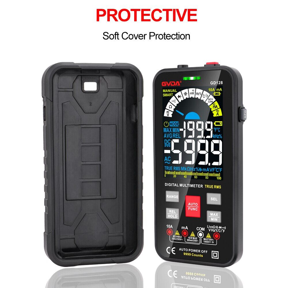GVDA New Smart Multimeter Auto Range 1000V 10A Digital Capacitance Tester True RMS REL Ohm Hz AC DC Meter Multimetro