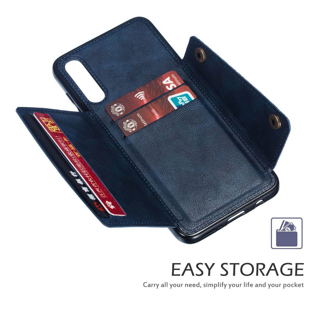 Cho Samsung A50 a50s a30s da trường hợp nhiều Folio lật Bìa Wallet trở lại trường hợp vỏ, có thể làm việc với gắn trên xe hơi, ẩn thẻ tín dụng ID khe giữ, retro nút kim loại clasp, đứng hỗ trợ