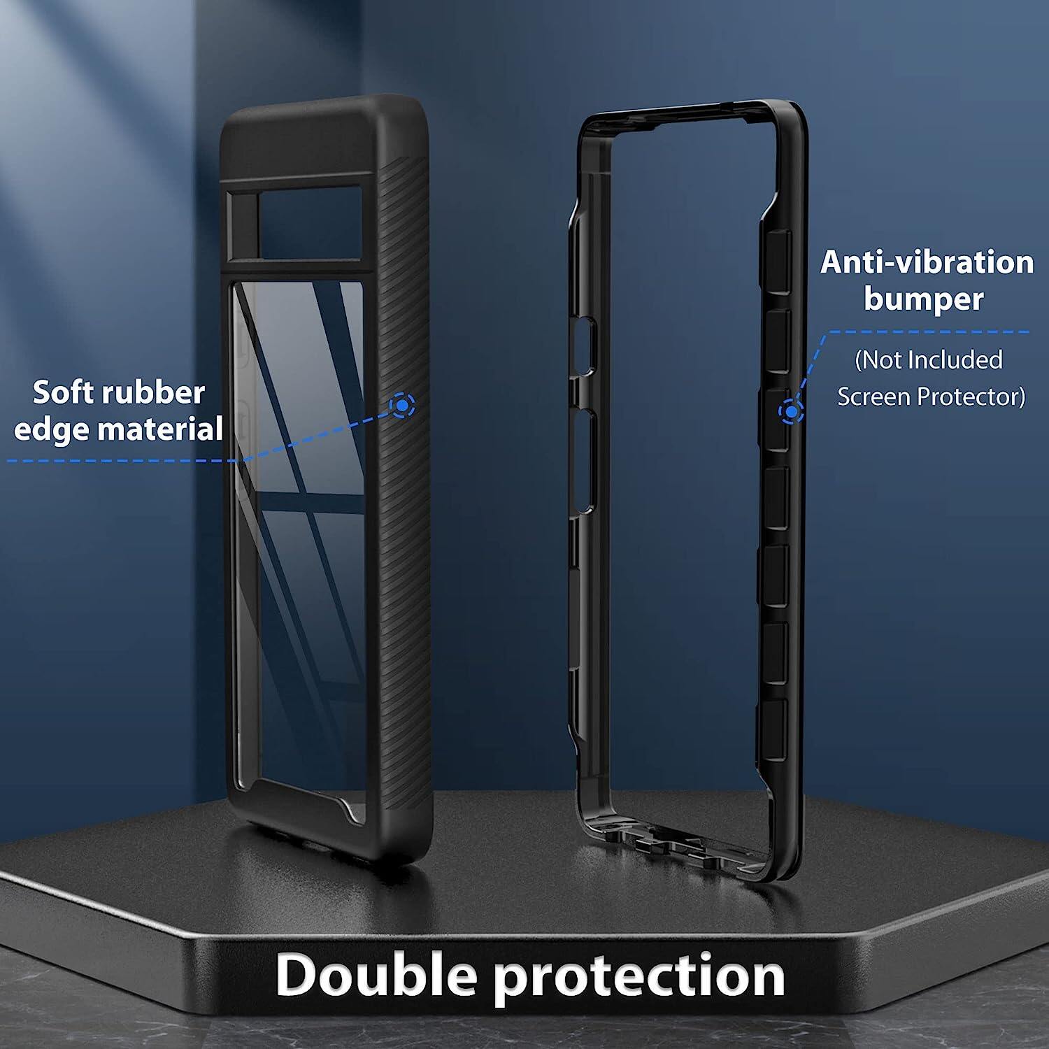 Dual Layer Hybrid Transparent Hard PC Soft Silicone, Clear Back Shockproof Bumper Case for Google Pixel 7A/Pixel 7 Pro/Pixel 7/Pixel 6 Pro/Pixel 6/Pixel 6A