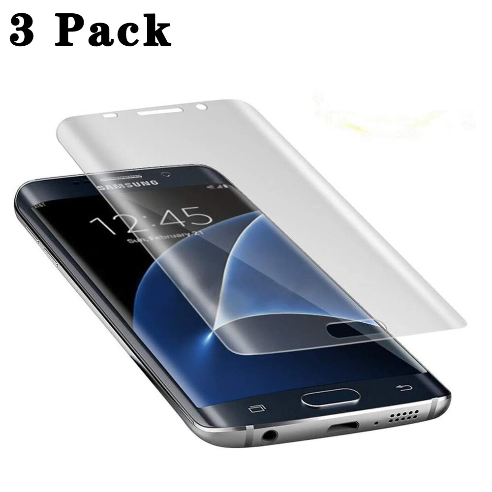 3-Pack Galaxy S7 Edge Screen Protector [Full 3D Coverage],LUOWAN [Anti-Bubble] [HD Ultra Clear] PET Film Curved Edge to Edge Screen Protector for Samsung Galaxy S7 Edge
