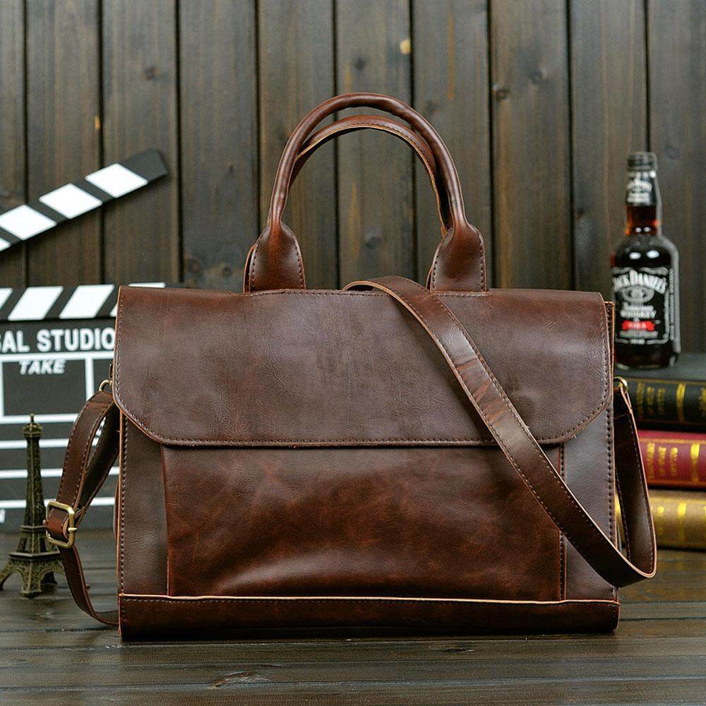 Teekeer Leather Handbag Briefcase Laptop Bag for Men(36*23*10CM)