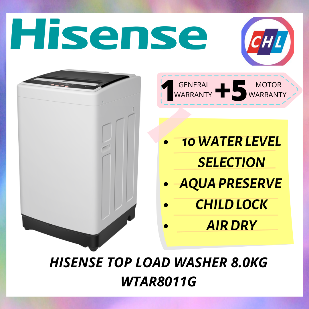 Hisense Top Load Washer 80kg Wtar8011g Hisense Warranty Malaysia