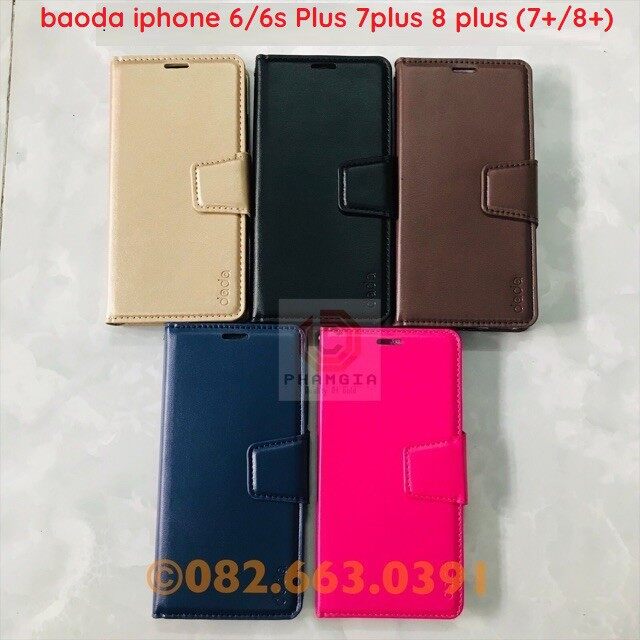 Bao da iphone 6 6s plus 7 8 plus da chuẩn cao cấp, có ngăn đựng thẻ, chống xem phim