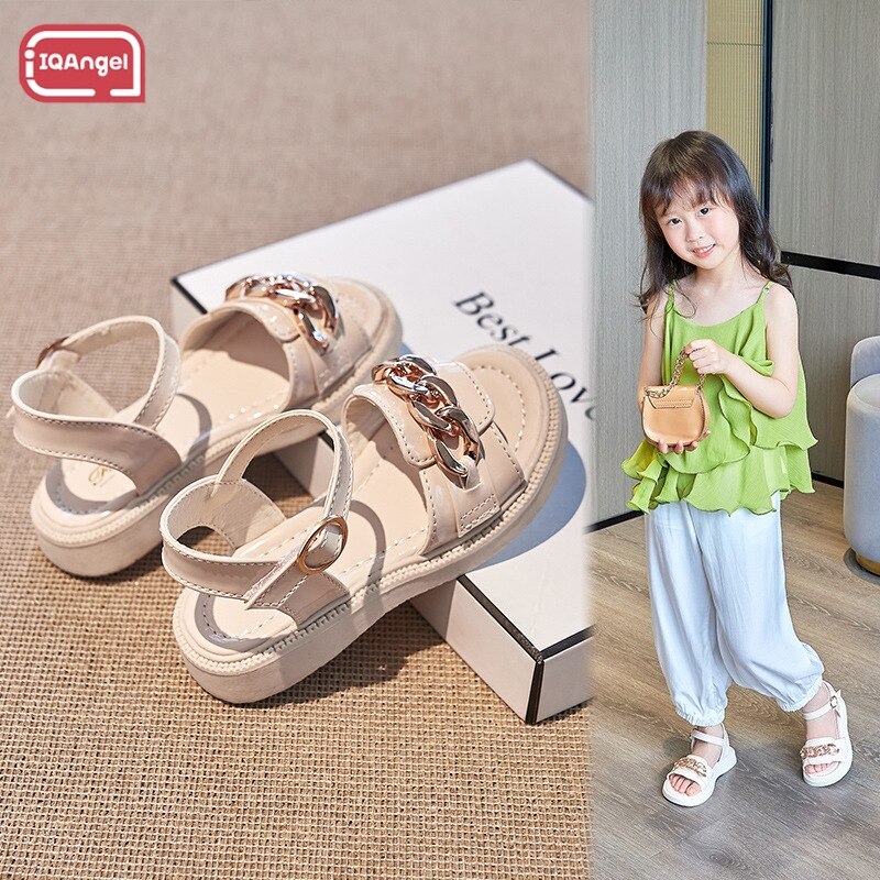 IQANGEL Girls Sandals Middle and Big Children Soft Sole Princess Shoes Baby Children Beach Shoes