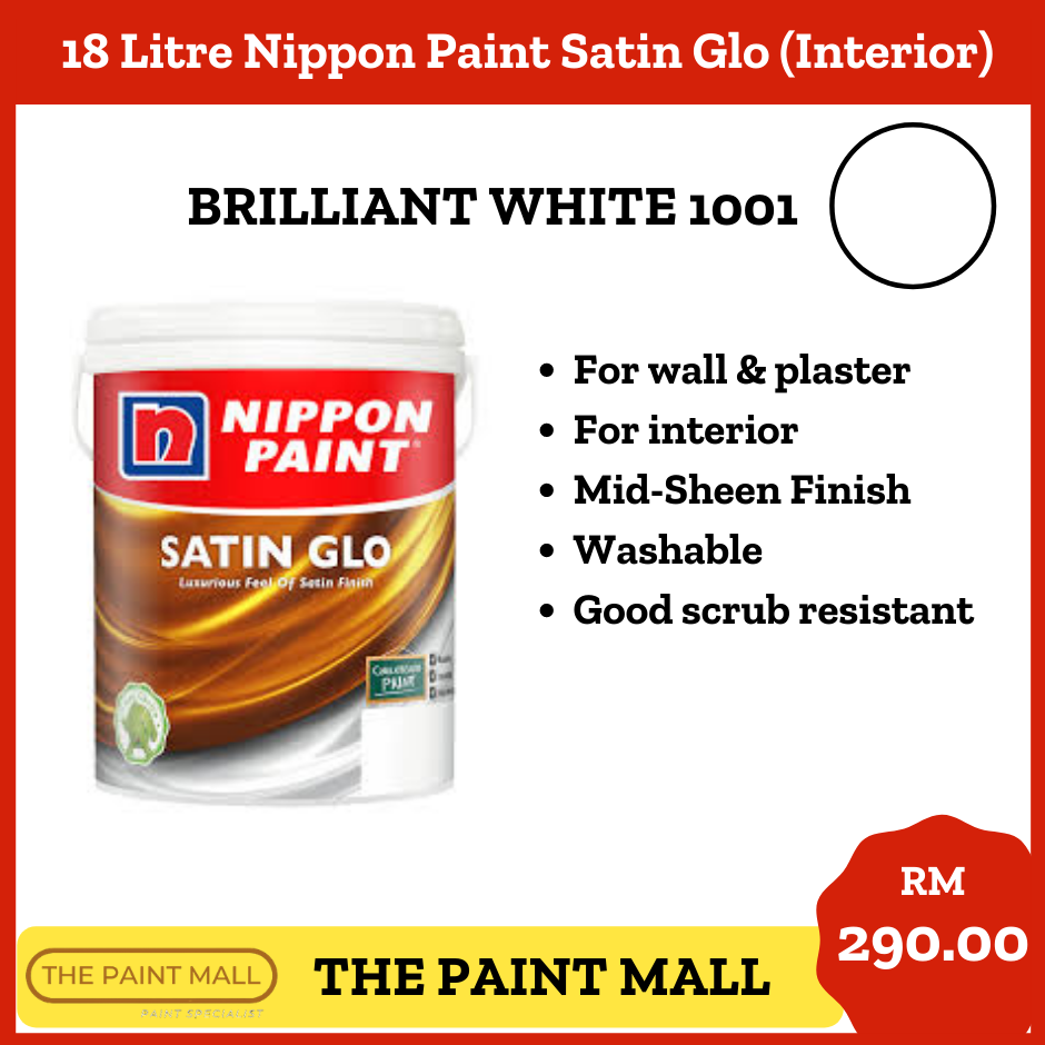 [The Paint Mall] 18L Nippon Paint Satin Glo 1001 Brilliant White