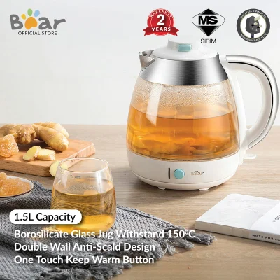 Bear Double Wall Kettle 1.5L Health Pot ZDH-B15F6 Electric Kettle Thick Glass Multi-function Kettle Tea 养生壶