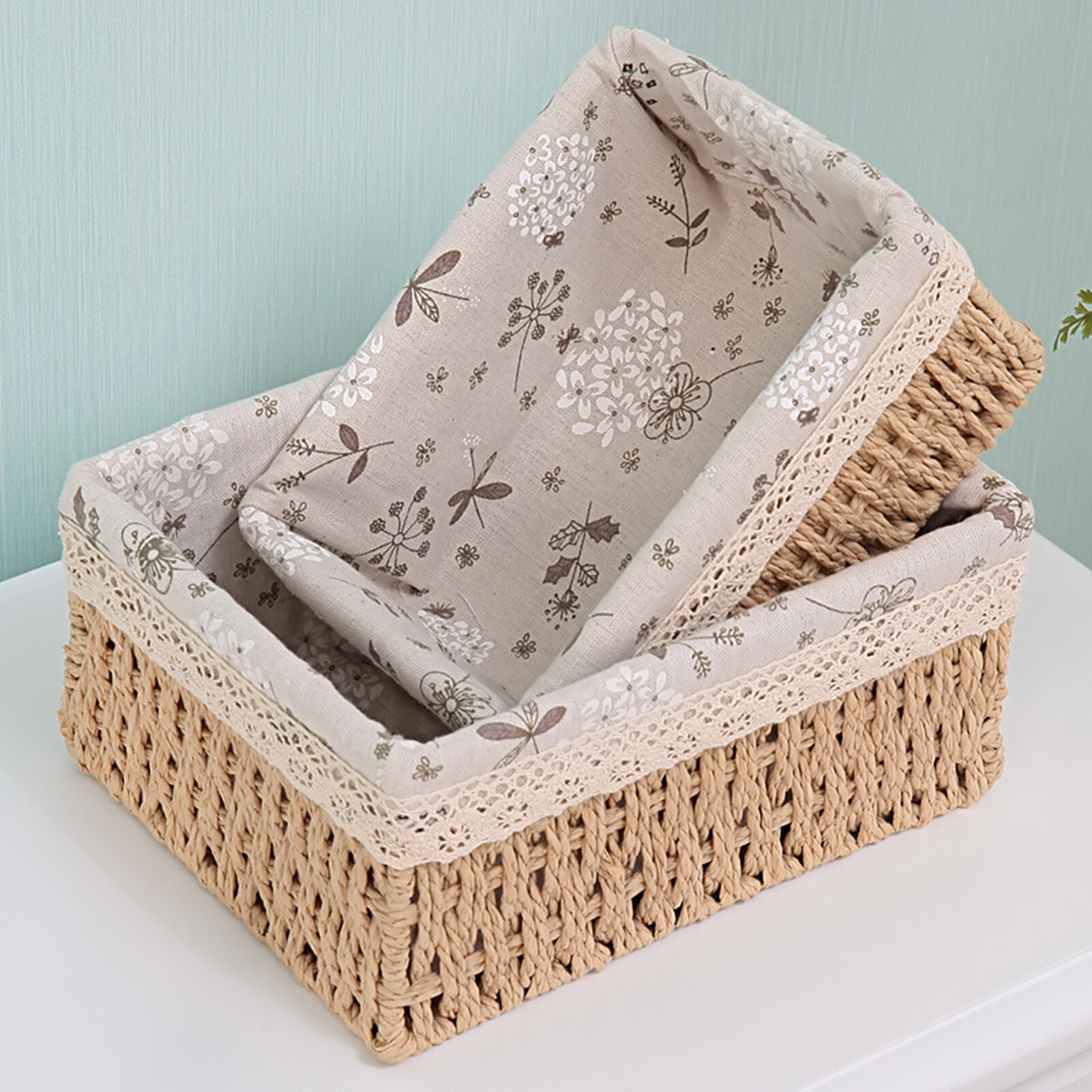 Storage Basket Eco-friendly Wear Resistant Fabric Anti-deform Rattan Organizer Basket for Home