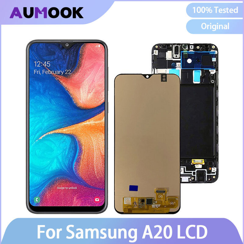 Super amoled display for samsung a20 lcd a205 touch screen digitizer assembly for samsung a20 display sm-a205fn sm-a205gn lcd