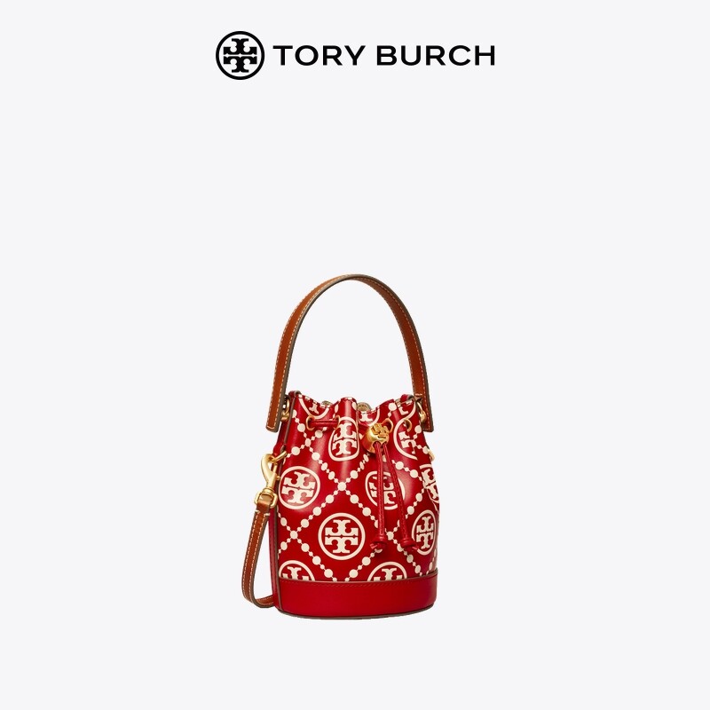 TORY BURCH T MONOGRAM กระเป๋าทรงถังทรงนูนขนาดเล็ก 88178 ราคา 7,442 บาท*ส่งฟรี