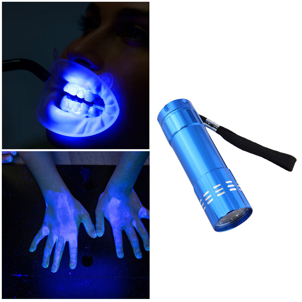 395nm Ultraviolet 9 LED Flashlight Portable Money Detection UV Light Torch