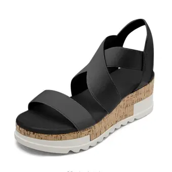 platform sandals with elastic straps