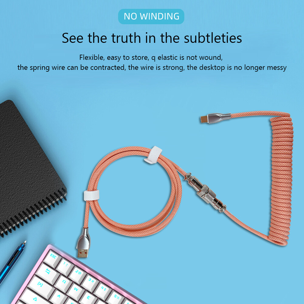 Type C USB Cable Keyboard Aviator for Mechanical Keyboard Aviation Connector Spiral Paracord