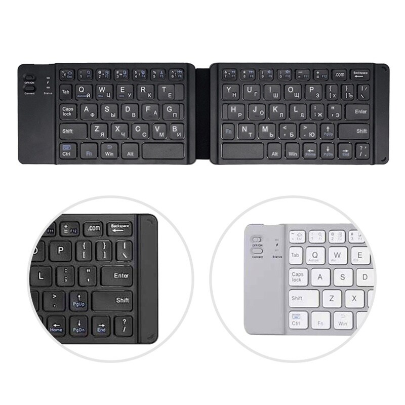 Foldable Bluetooth Keyboard Portable Wireless Full Size Keyboard Sync Up to 3 Devices Travel Folding Keyboard for iPhone iPad