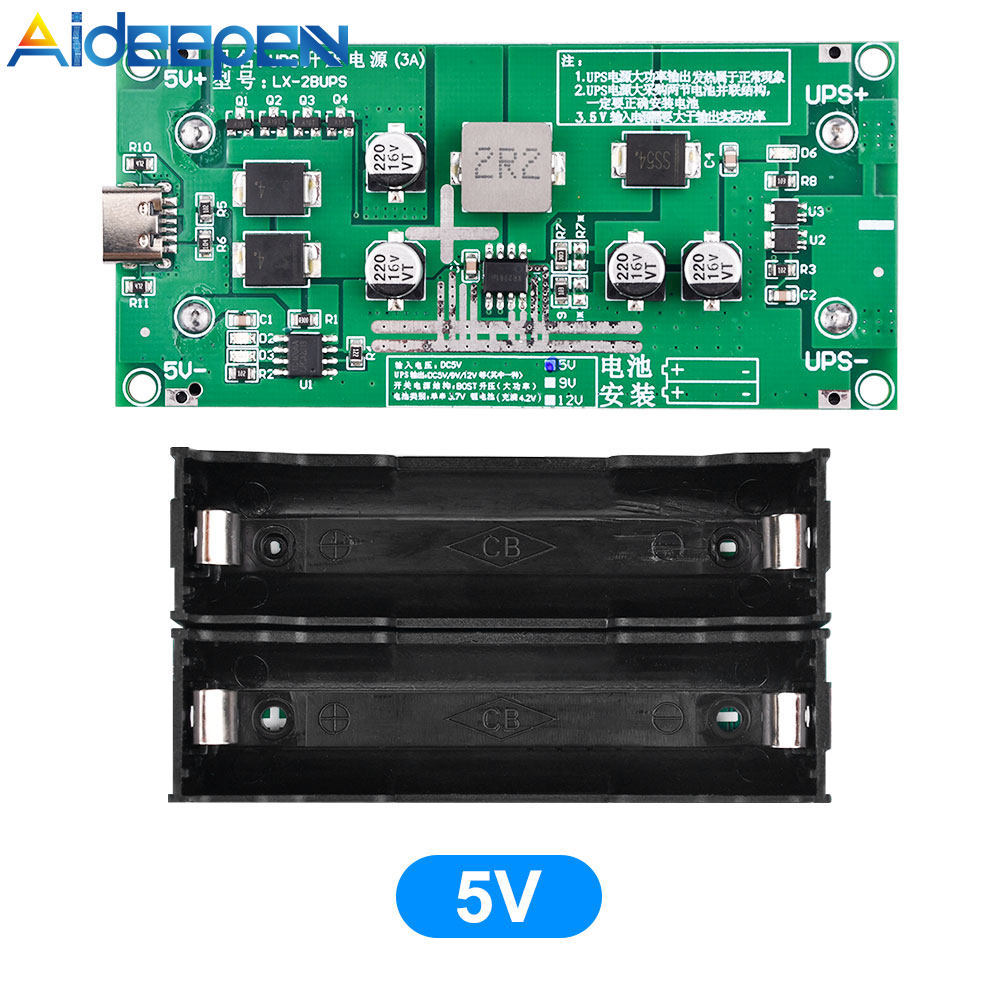 Aideeepn Bat Boost Power Supply Module 5V 6V 9V 12V 18650 Lithium Bat Step Up Converter Module Protection Board