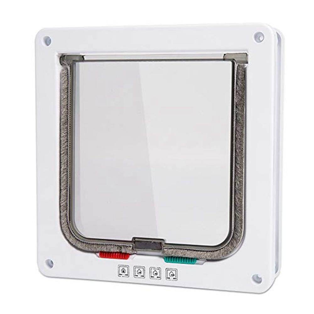 DFSID Simple Design Smart With Security Lock ABS Material 4 Ways In and Out Freely Cat Door Flap Door Pet Supplies Dog Gates