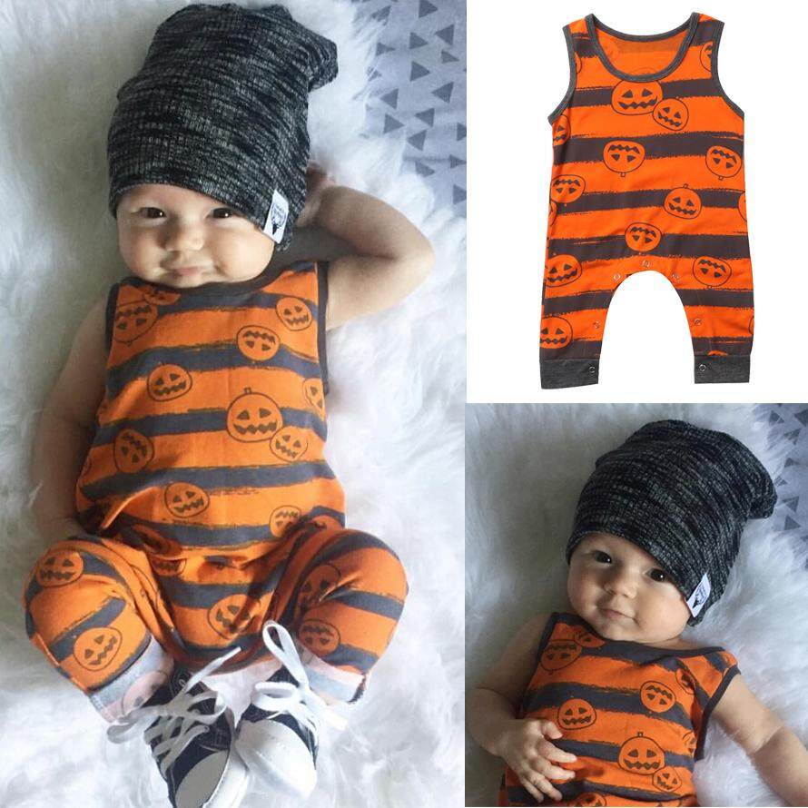 Halloween Toddler Baby Boy Costume Top Romper Dress Clothes Outfit-Orange