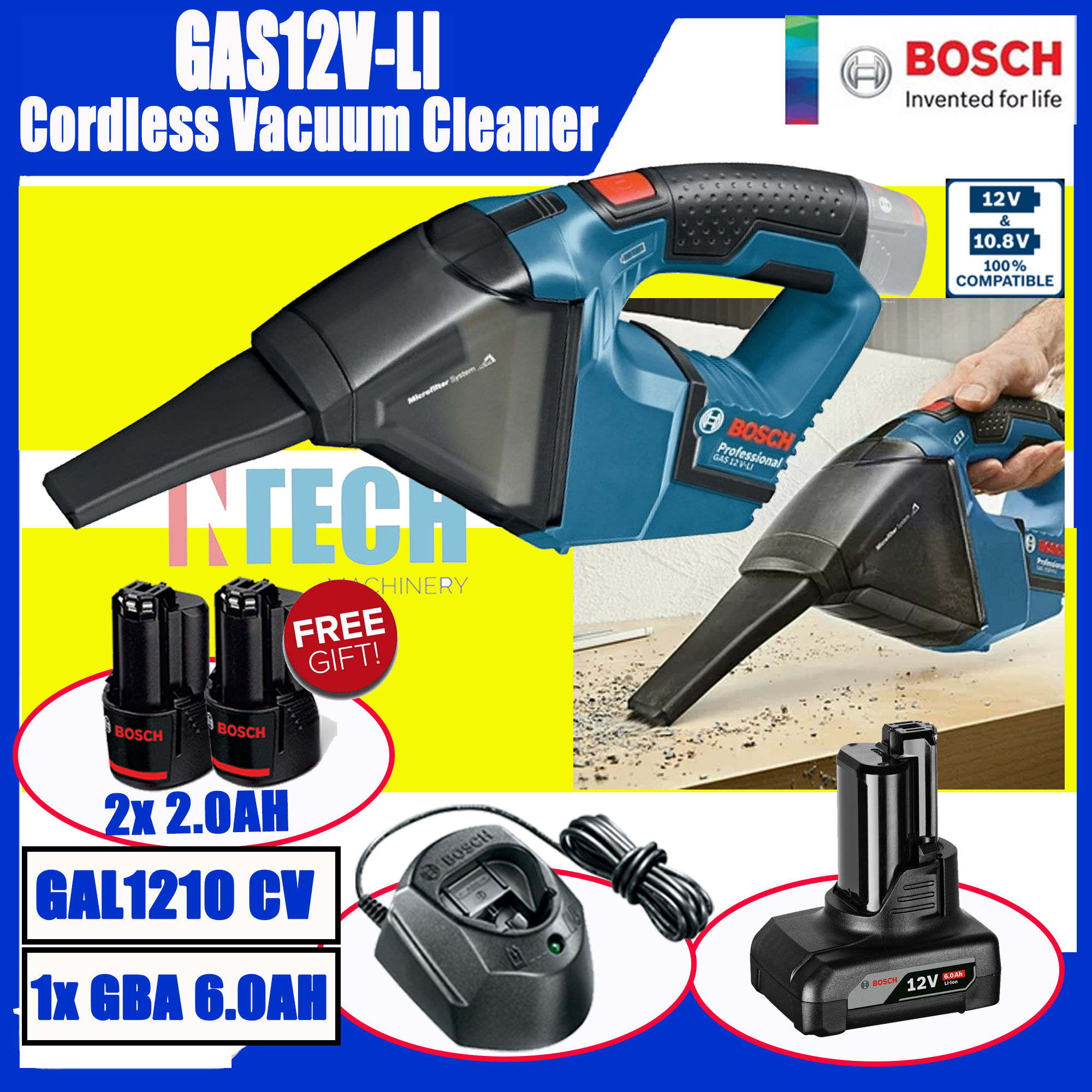 BOSCH GAS12V-LI CORDLESS VACUUM CLEANER 