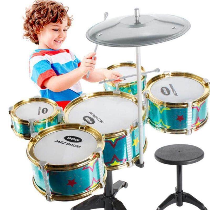 GoodGreat Lớn 5 Trống dành cho Trẻ Em, 5 Trống + 1Cy Kiêm La Bàn, dụng Cụ âm nhạc Đồ Chơi Mô Phỏng Jazz Trống Nhạc Cụ Bộ