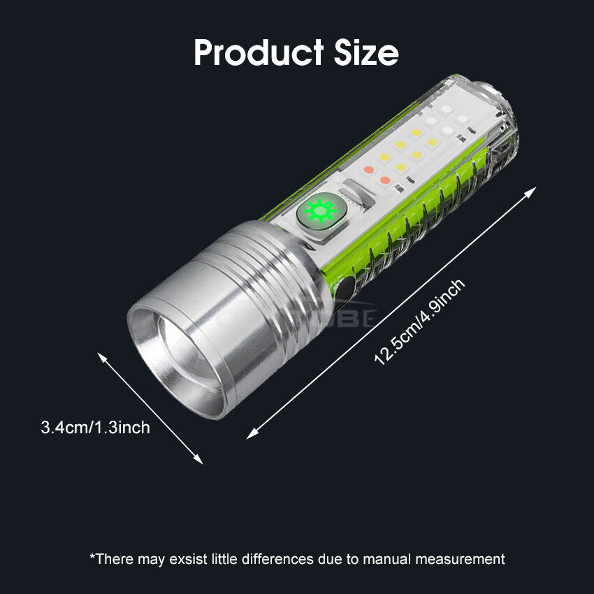 Outtobe Đèn Pin Mini Đèn Pin LED Đèn Pin Siêu Sáng Đèn Pin Chiến Thuật Mini Cầm Tay Đèn Pin Điện Có Thể Thu Phóng 8 Chế Độ Sạc USB Đèn Pin Ngoài Trời Để Cắm Trại/Đi Bộ Đường Dài/Đạp Xe