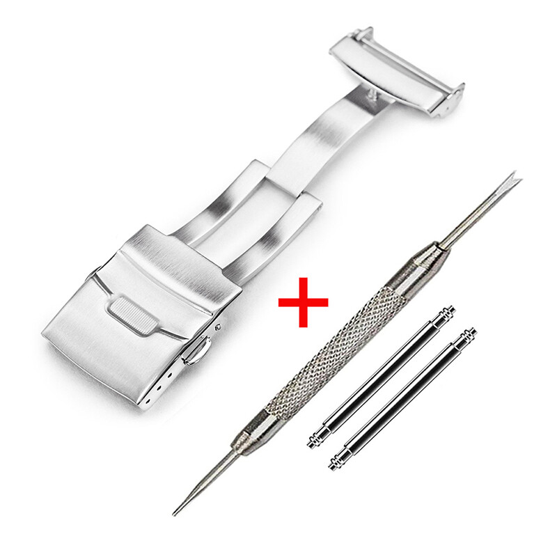 Watch Band Folding Buckle Stainless Steel Push Button Diver Clasp for Seiko for Citizen Watch Brushed Buckle Strap Band Lock 18mm 20mm 22mm 24mm