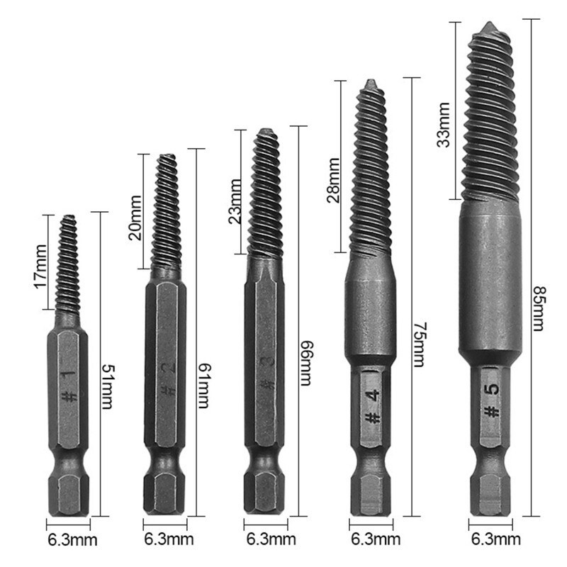 5x/Bộ Dụng Cụ Vặn Vít Chuôi Lục Giác Bộ Dụng Cụ Vặn Bu Lông Sáo Xoắn Ốc Thiết Thực Dụng Cụ Vặn Vít Gãy Dễ Dàng Tháo Ra