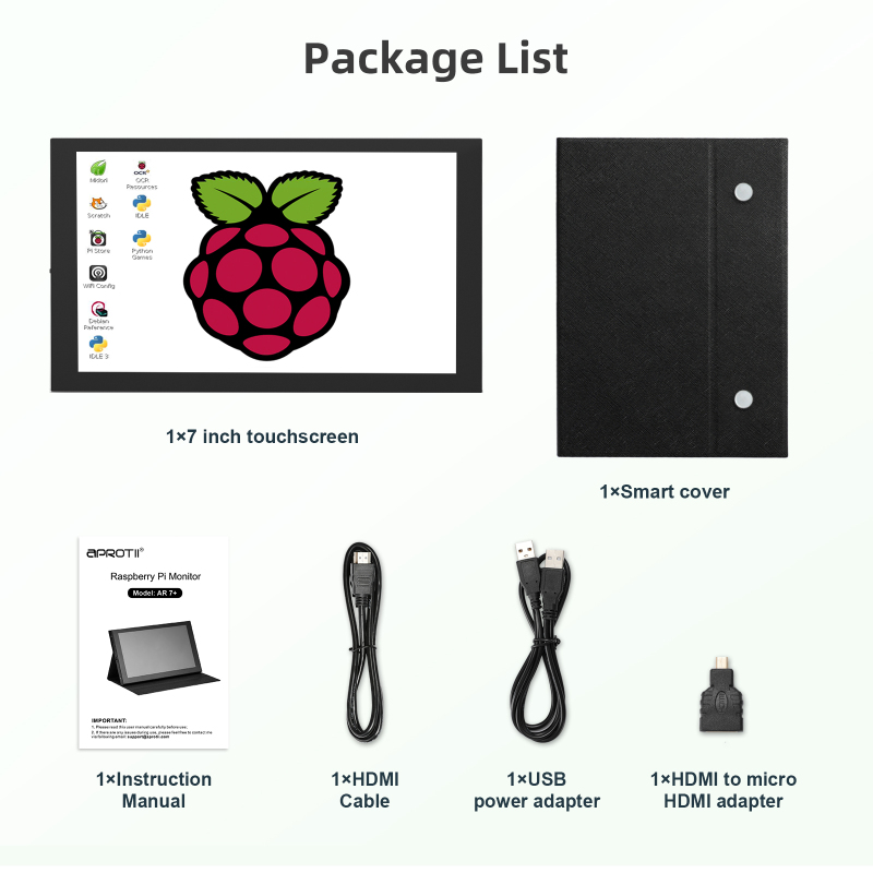 Raspberry Pi Screen APROTII 7 inch 1024x600 IPS Portable Monitor 5 ...