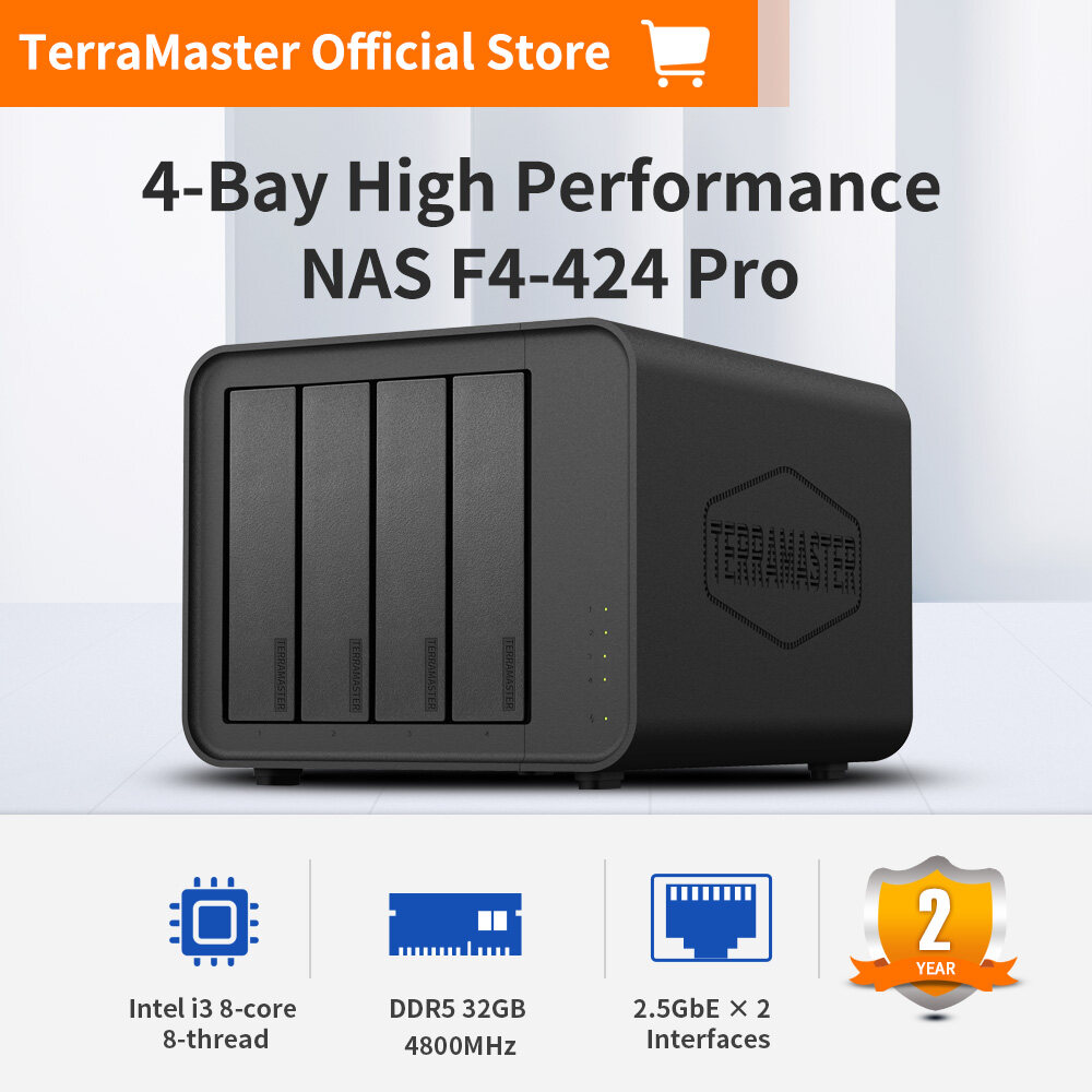 TerraMaster F4-424 Pro NAS Storage - 4Bay Core I3-N305 8
