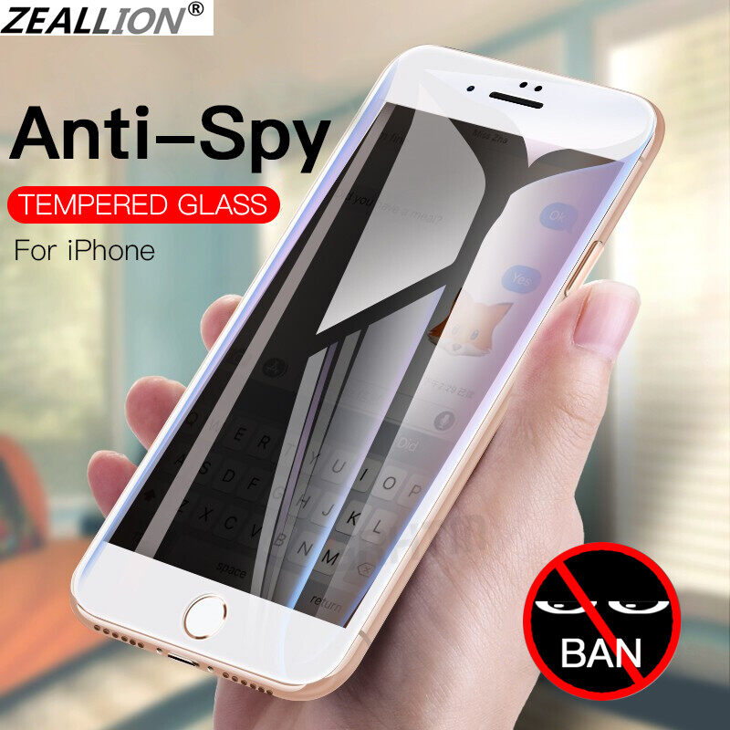 Zeallion [Fast Shipping in 48 Hours] 1Pcs Privacy Full Cover Tempered Glass Anti Peeping For iPhone 6 6S 7 8 Plus X XR Xs Max 11 12 Mini 13 Plus 14 15 Pro Max Privacy Screen Protector Film [Ready in Stock]