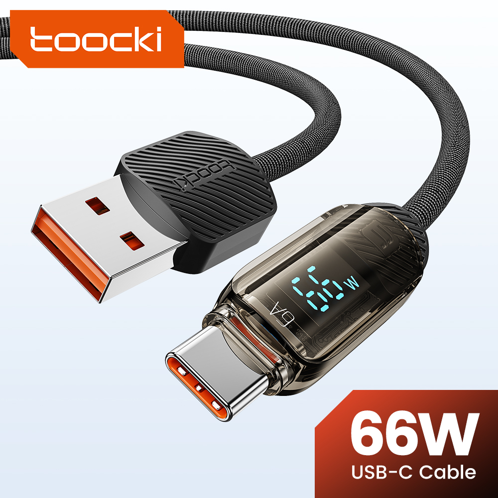 Toocki 66W 6A USB để Loại C Cáp PD thiết bị sạc sạc nhanh Loại dây C Cáp Màn hình LED Dây cáp cho Macbook Samsung Huawei Xiaomi