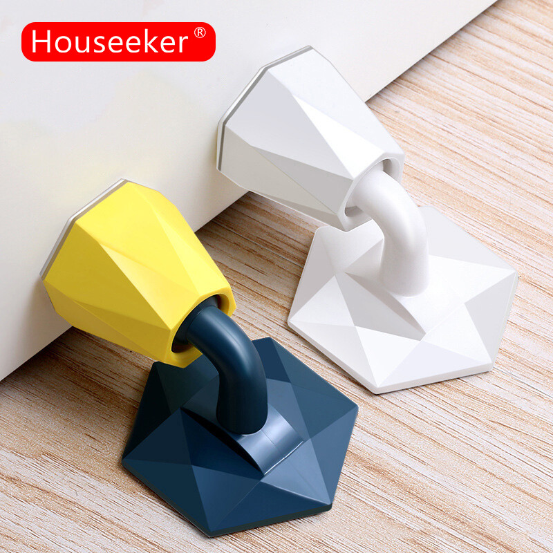 Houseeker Silicone Door Stopper Rubber Floor Holder Door Against Impact Double-side Wall Protection Anti-Collision Door Dumper