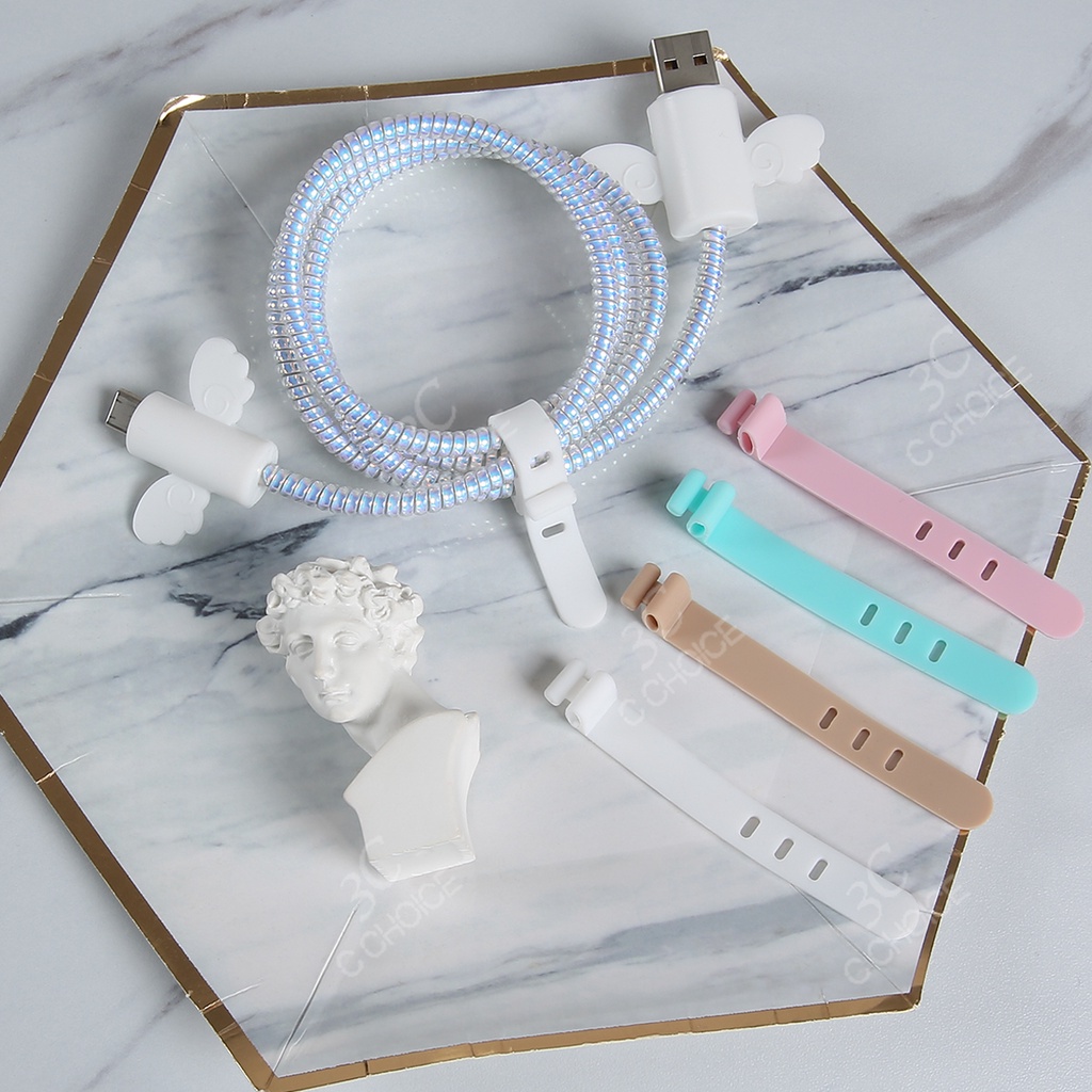 13CM 7CM Colorful Silicone Cable Ties Earphone USB Cable Winder Wire Data Line Holder [cchoice]