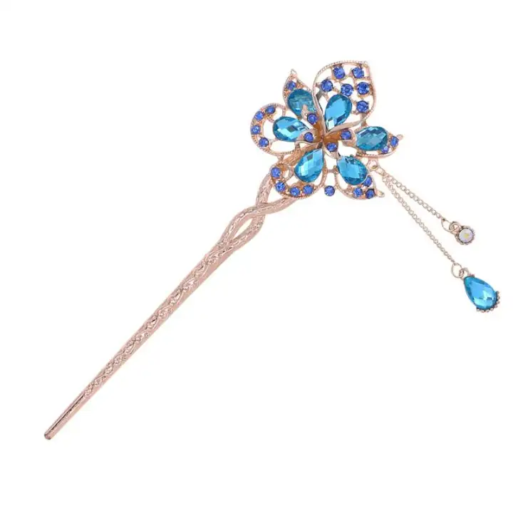 Hair Chopsticks Hair Decor Hairpin Crystal Flower Updo Hair Stick