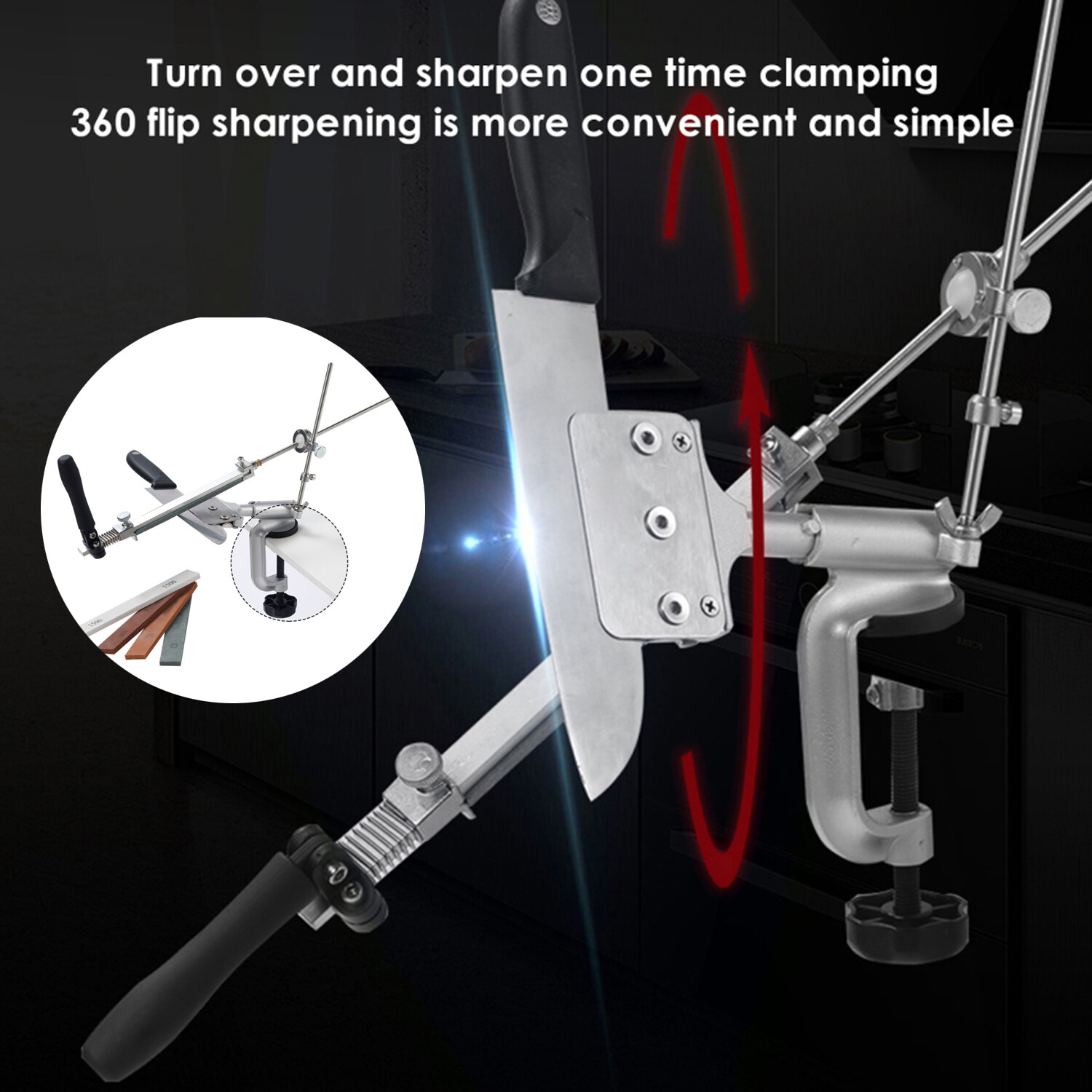 BÁO GIÁ Bộ Dao Làm Bếp Chuyên Nghiệp | Shopee Lazada Sendo Tiki mới nhất 44 Dụng Cụ Mài Dao Bằng Thép Không Gỉ 360 °, Máy Mài Dao Góc Cố Định Xoay, Bộ Dụng Cụ Mài Nhà Bếp Chuyên Nghiệp Với 4 Đá Mài